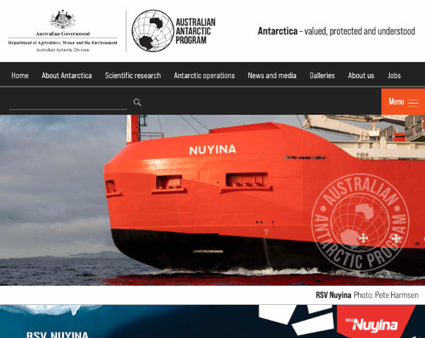 Screenshot of antarctica.gov.au
